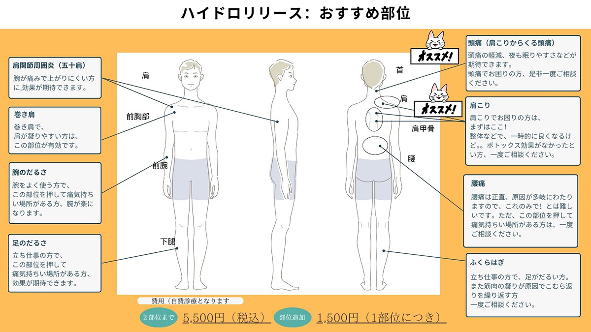 固まった筋膜へ直接薬液を入れて、リリースします　ハイドロリリース